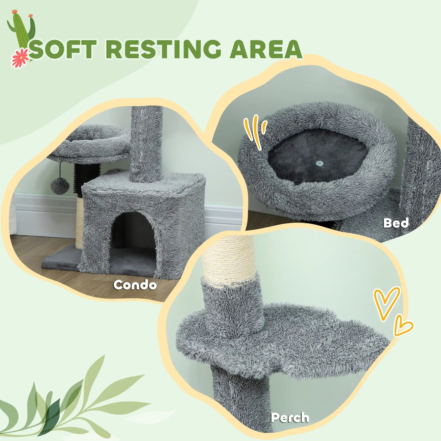 Floor to Ceiling Cat Tree, 4 Tiers, Adjustable Height 87-100" Floor to Ceiling Cat Trees at Gallery Canada