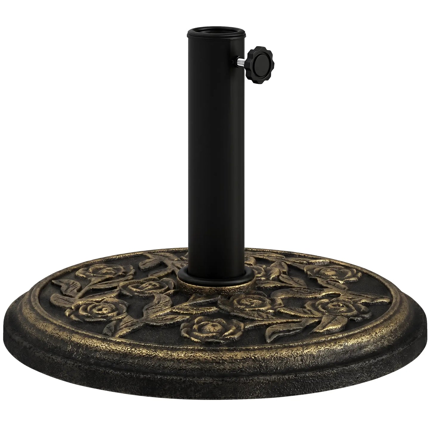 18” Round Patio Umbrella Base, Cast Stone Resin, Bronze Umbrella Bases at Gallery Canada