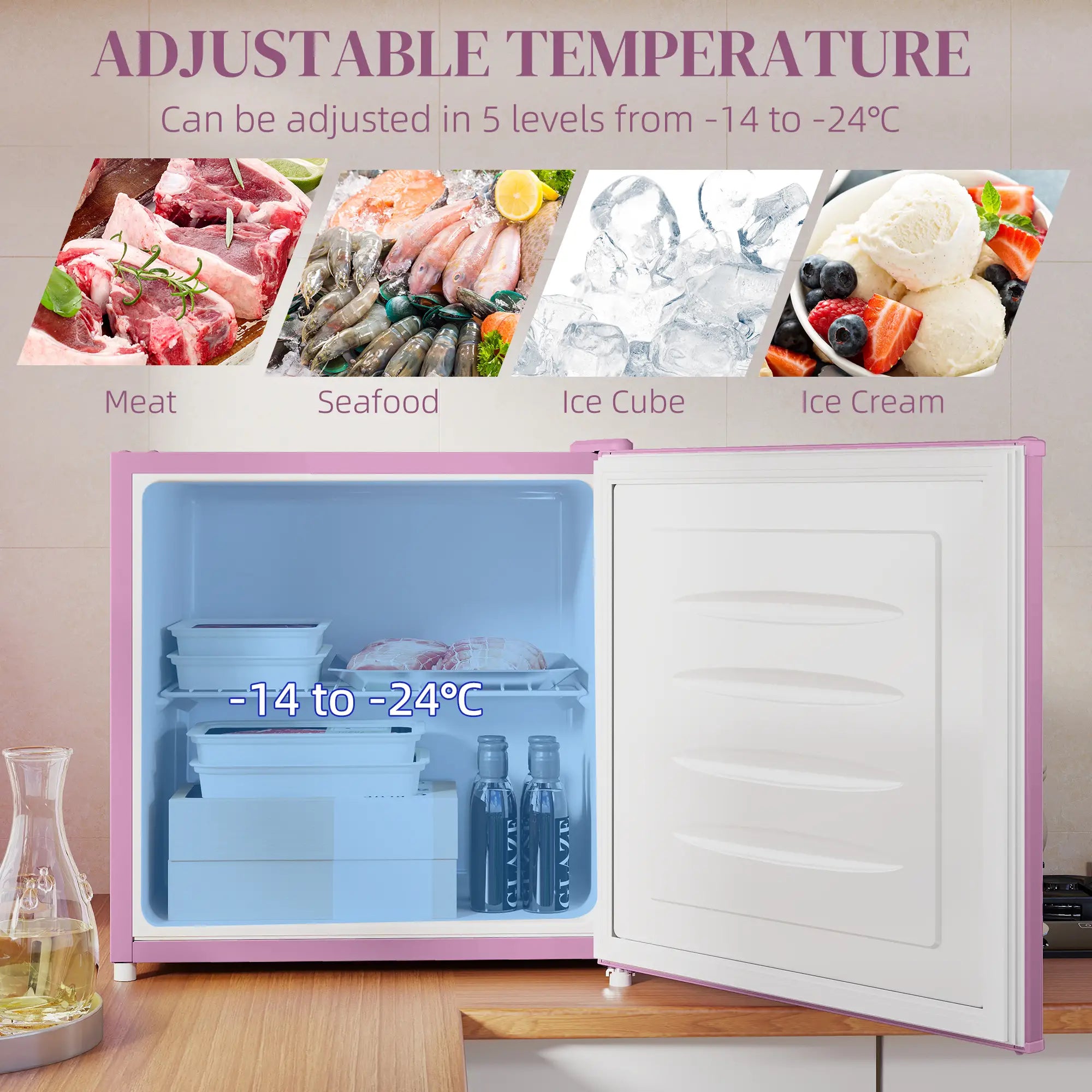 1.1 Cu. Ft. Mini Freezer, Compact Upright, Reversible Door, Pink Small Kitchen Appliances at Gallery Canada