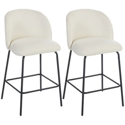 Set of 2 Counter Height Barstools, Upholstered Linen, Cream White Bar Stools at Gallery Canada