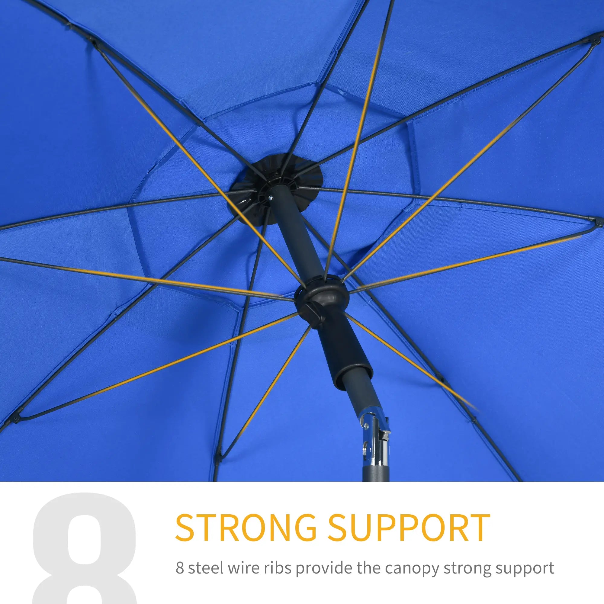 6ft Beach Umbrella, UV50+ Vented Canopy, Push Button Tilt, Blue Beach Umbrellas at Gallery Canada