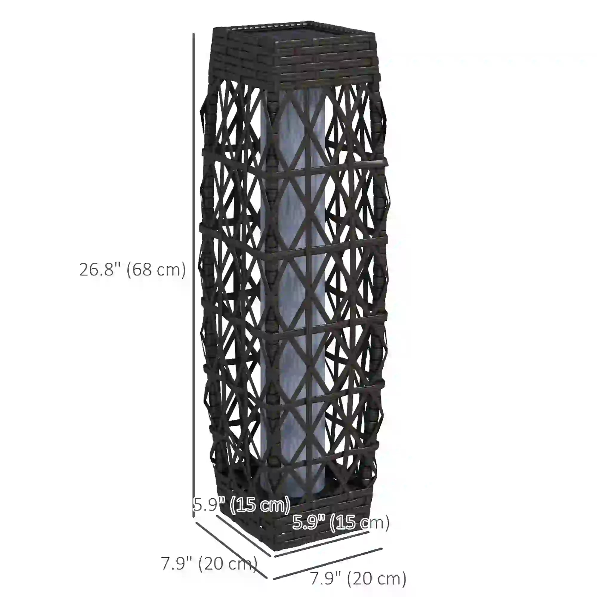 Solar LED Wicker Floor Lamp, IP44, Auto On/Off, Grey Solar Post Lamps at Gallery Canada