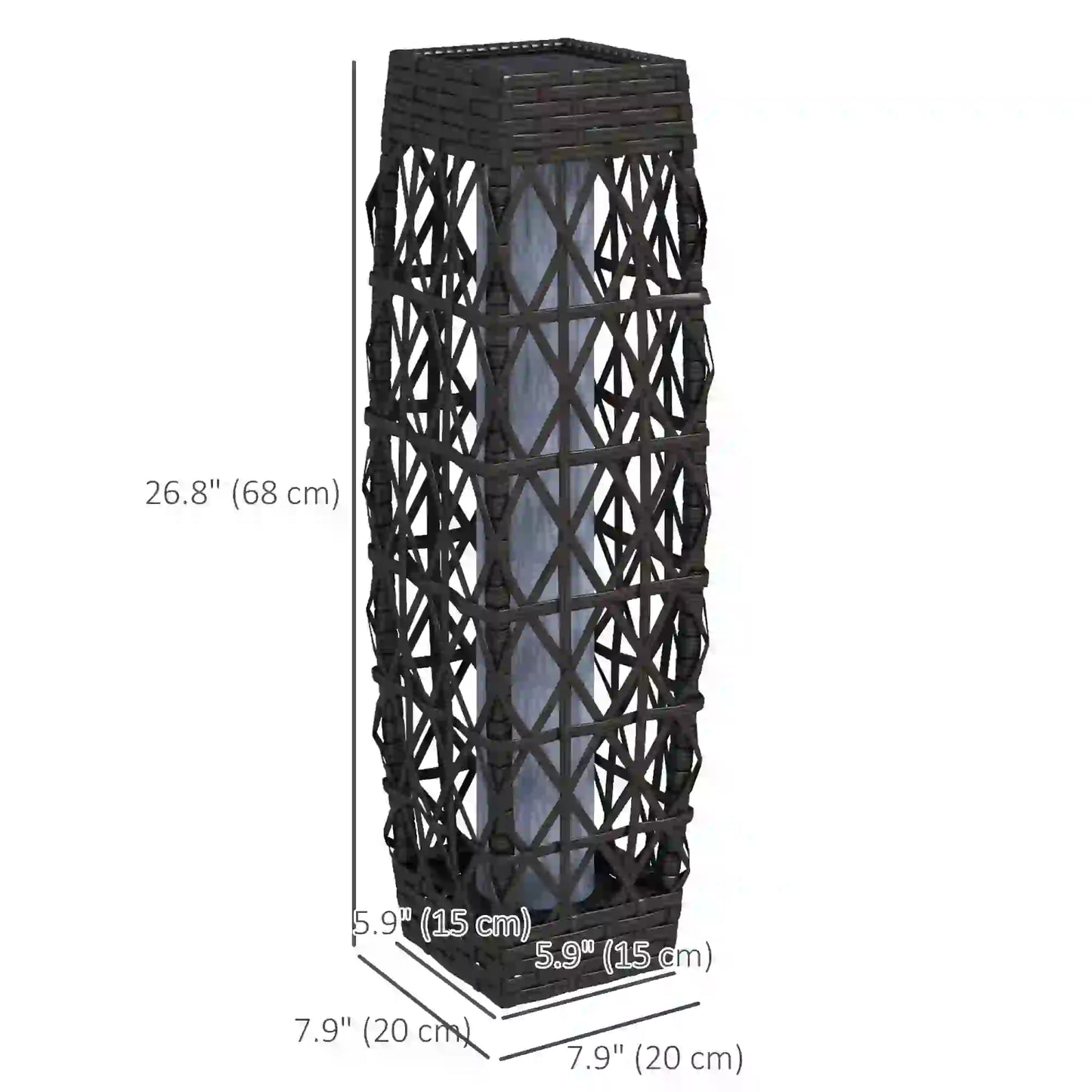 Solar LED Wicker Floor Lamp, IP44, Auto On/Off, Grey Solar Post Lamps at Gallery Canada