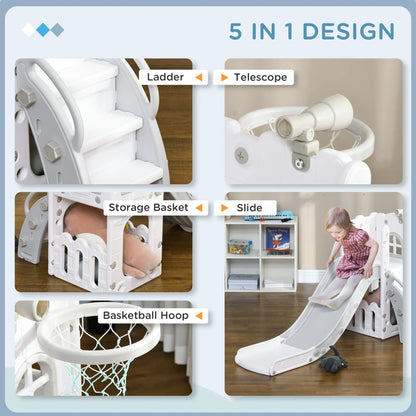 Toddler Slide, Basketball Hoop, Climber, Telescope, Storage Basket, 1-3 Years, Grey Gym Sets & Swings at Gallery Canada