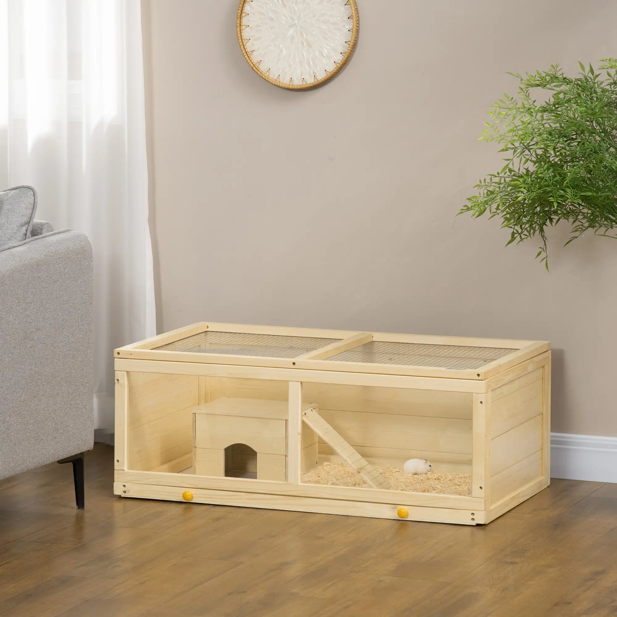 Small Animals Hutch With Sliding Tray, Play House, Natural Wood Hamster Cages at Gallery Canada