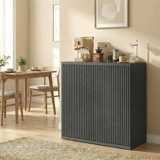 Sideboard Buffet Cabinet, 30.7", Distressed Black Grey Bar Cabinets Distressed Black Grey at Gallery Canada