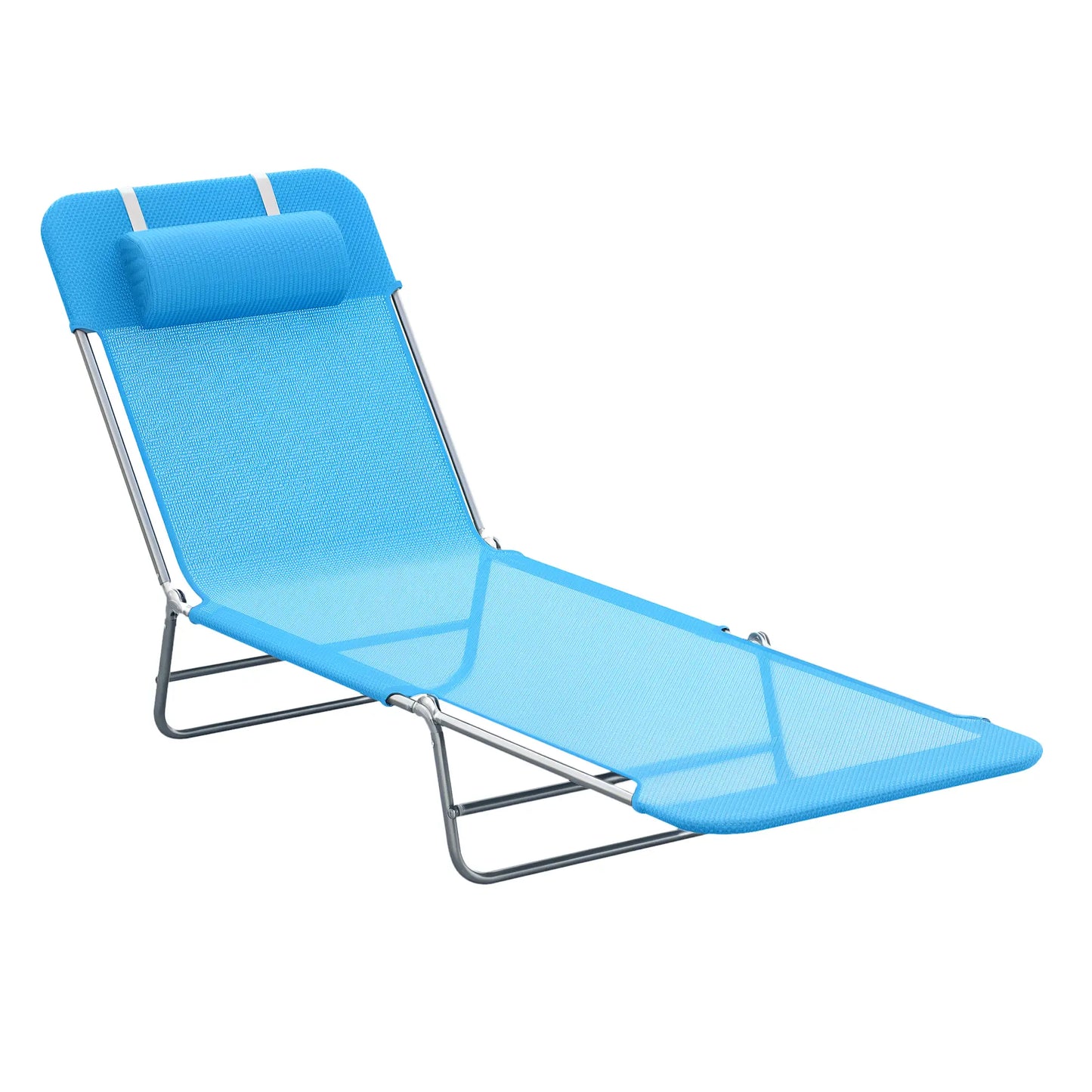 Portable Adjustable Reclining Lounge Chair, Folding Chaise, Blue Lounger Chairs Blue at Gallery Canada