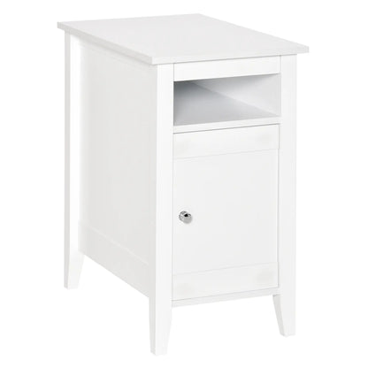 3-Tier Wooden Nightstand, Pullout Shelf, Adjustable Shelf, Door Cabinet, White Side Tables at Gallery Canada