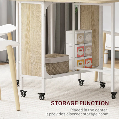 Folding Dining Table, Extendable Kitchen Table With Storage Shelf, Natural Wood Dining Tables at Gallery Canada