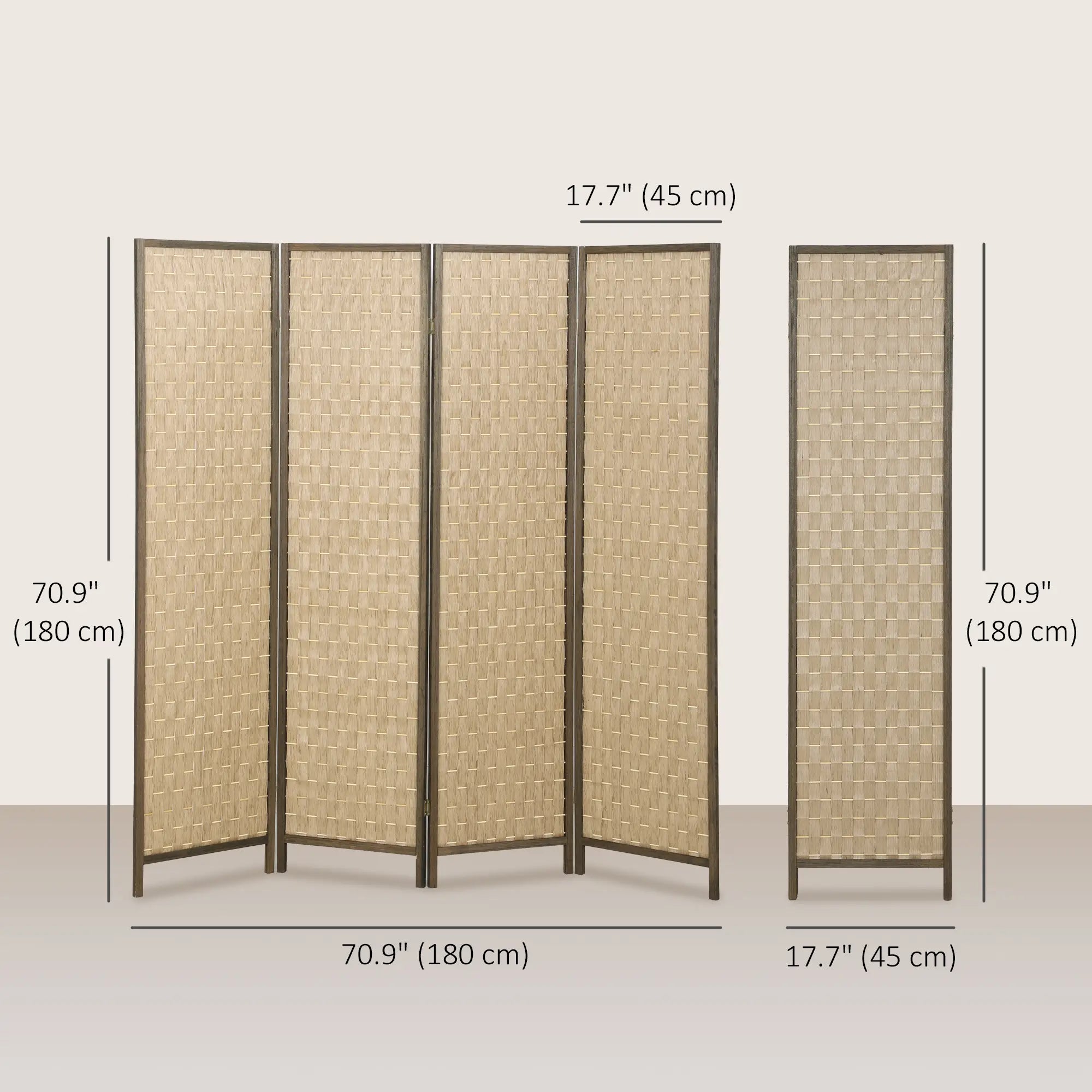 6 FT 4 Panel Folding Privacy Screen, Brown Room Divider, Brown Room Dividers at Gallery Canada