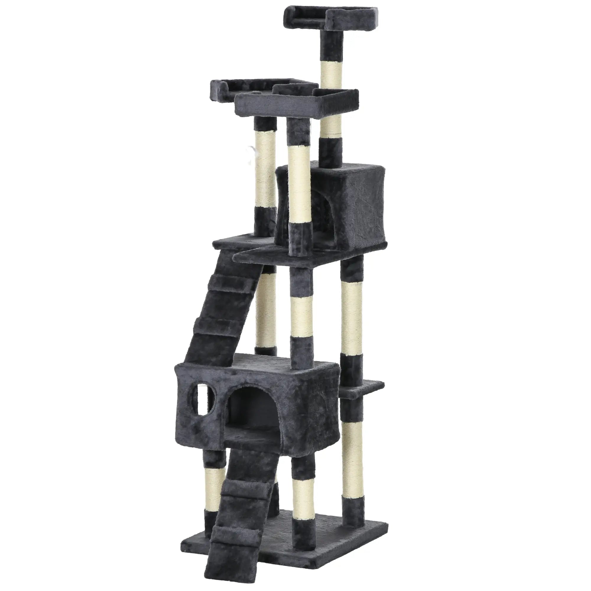 68-Inch Multi-Level Cat Scratching Tree, Kitty Activity Center, Charcoal Grey Cat Trees at Gallery Canada