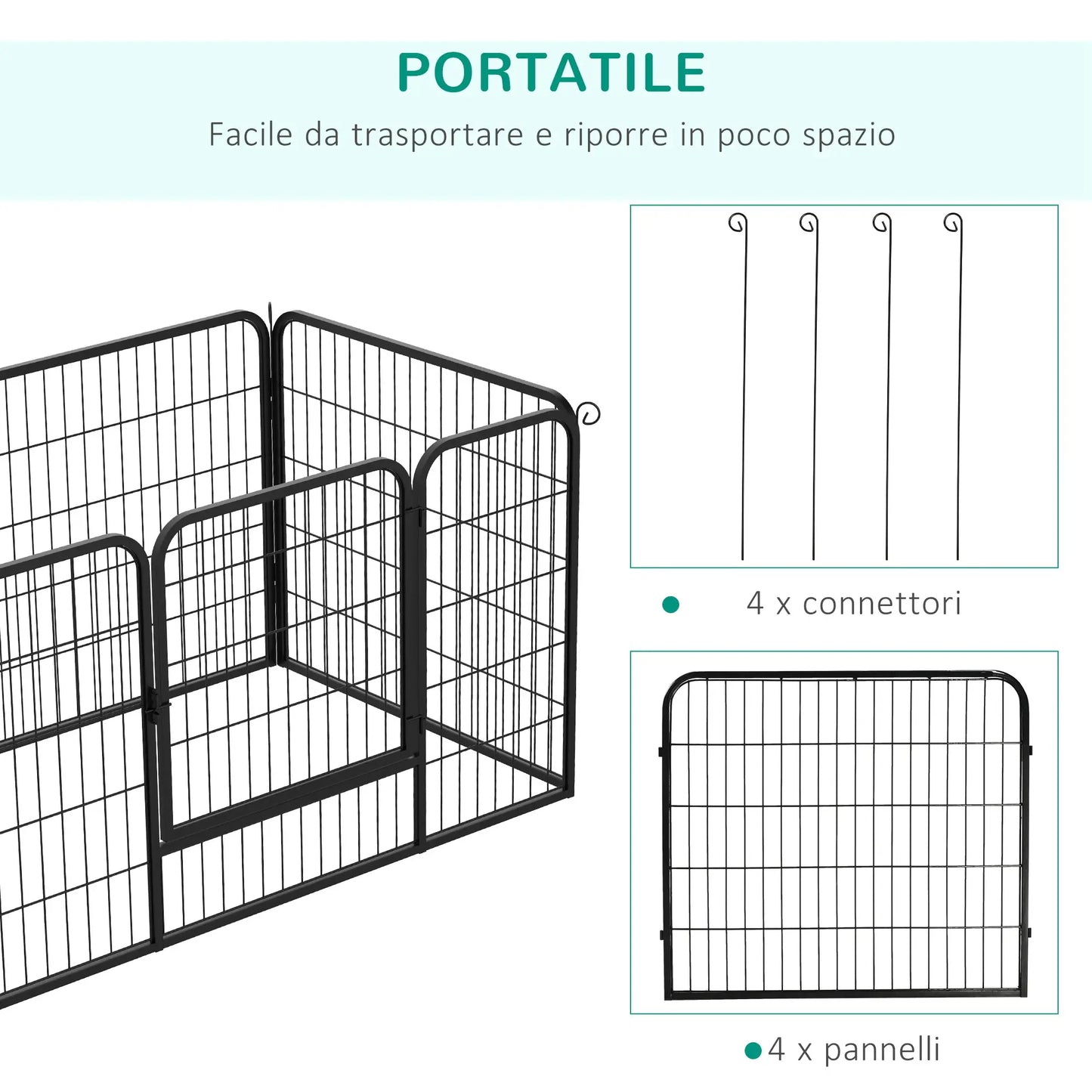 32"W 4-Panel Metal Dog Playpen, Indoor Outdoor Pet Fence, Black Houses, Kennels & Pens at Gallery Canada