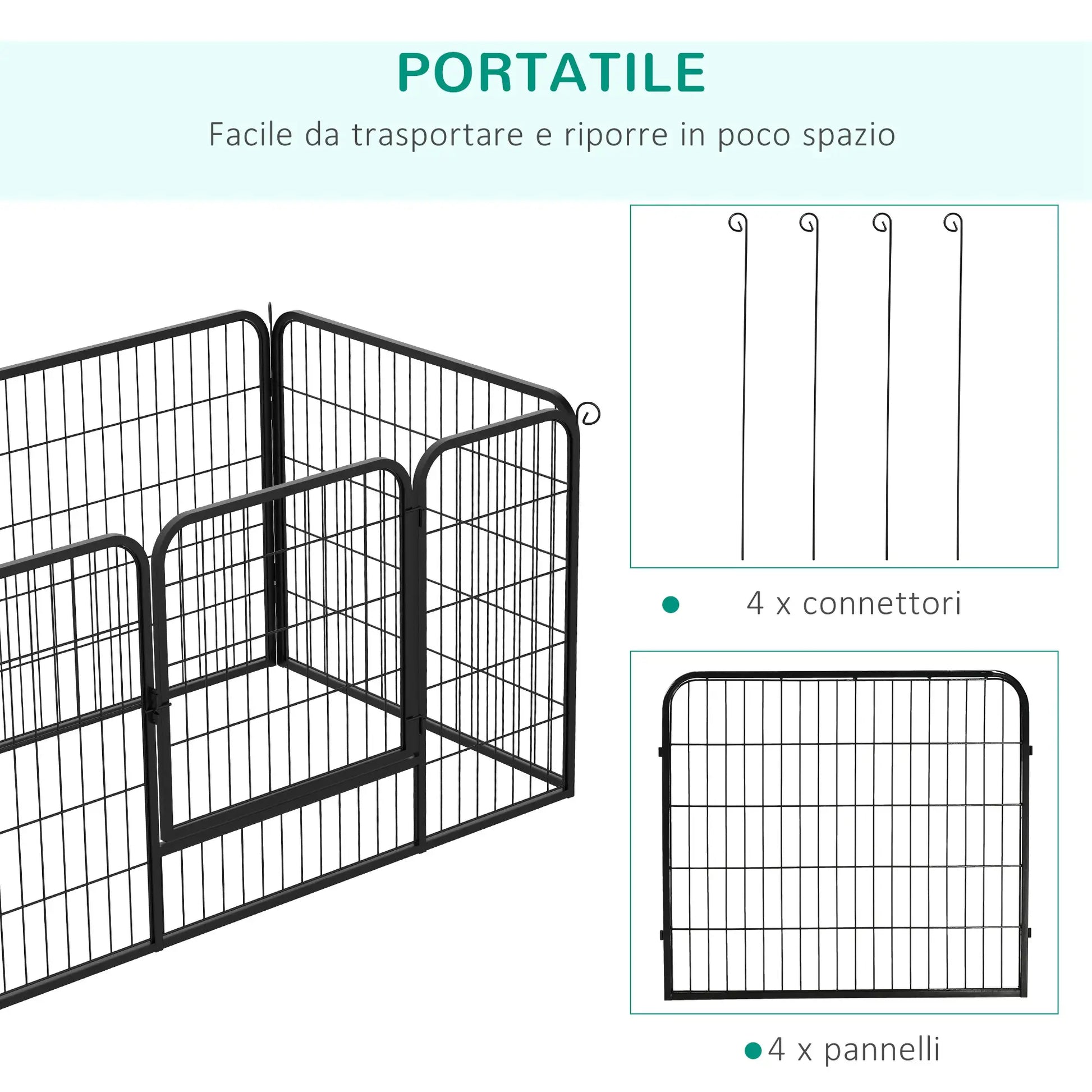 32"W 4-Panel Metal Dog Playpen, Indoor Outdoor Pet Fence, Black Houses, Kennels & Pens at Gallery Canada