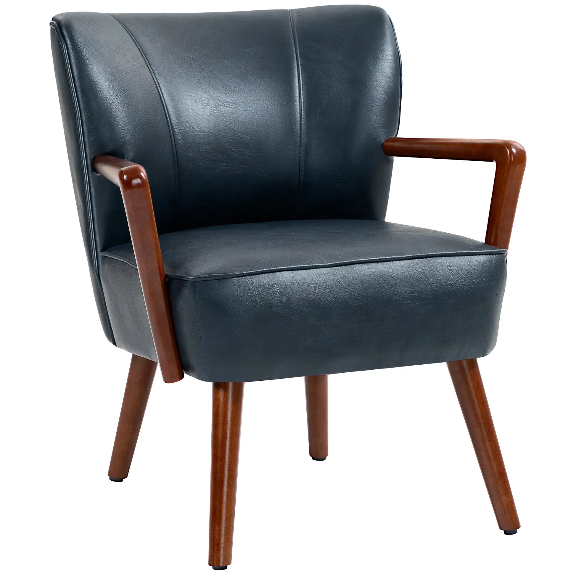 Modern Accent Chair, Faux Leather Upholstery, Wood Legs, Blue Accent Chairs at Gallery Canada