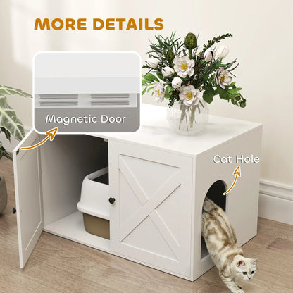 Cat Litter Box Enclosure, Double Doors, Handles, 31.5" x 21" x 20", White Cat Litter Box Enclosures at Gallery Canada