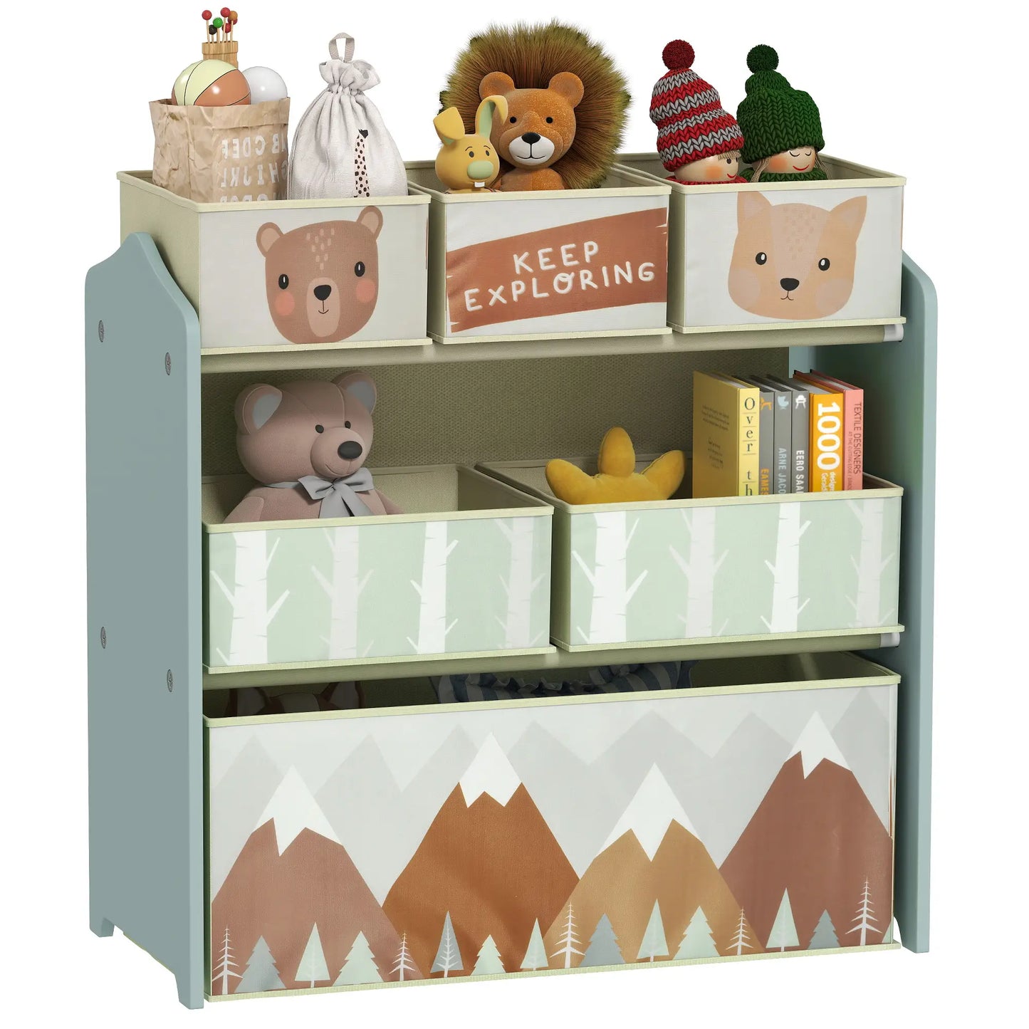 Toy Organizer With 6 Storage Bins, 25" x 12" x 26", Green Baby & Kids Storage at Gallery Canada