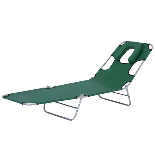 Outdoor Lounge Chair, Adjustable Folding Chaise, Green Lounger Chairs Green at Gallery Canada