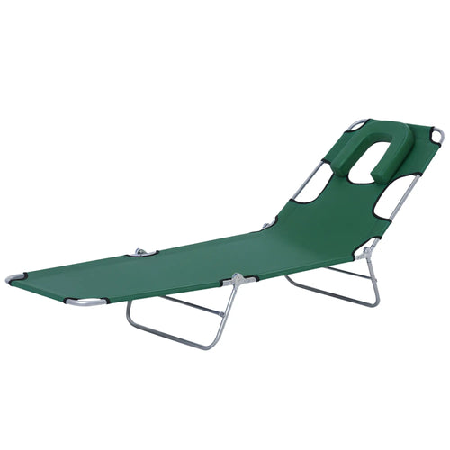 Outdoor Lounge Chair, Adjustable Folding Chaise, Green