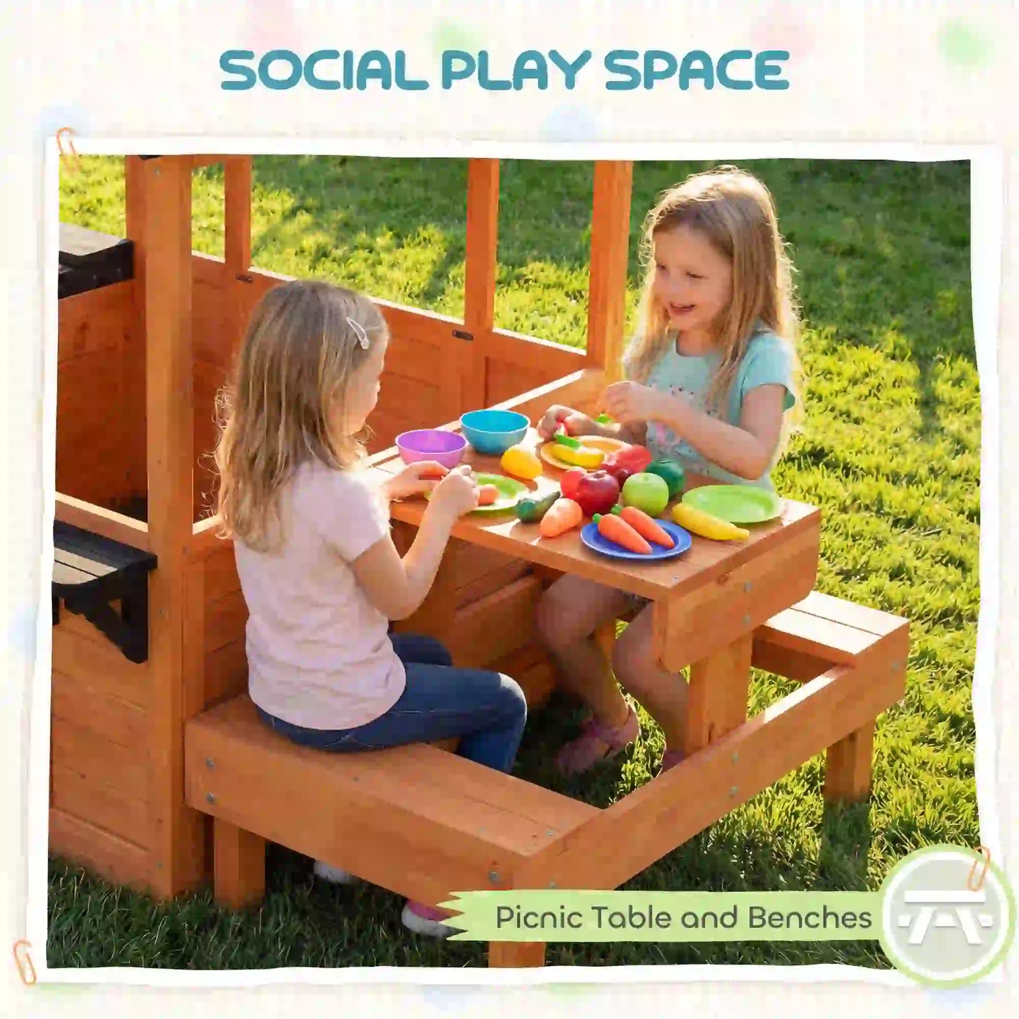 Wooden Playhouse With Table, Benches, Sink, Windows, Flowerpot Holders, Brown Play Houses at Gallery Canada