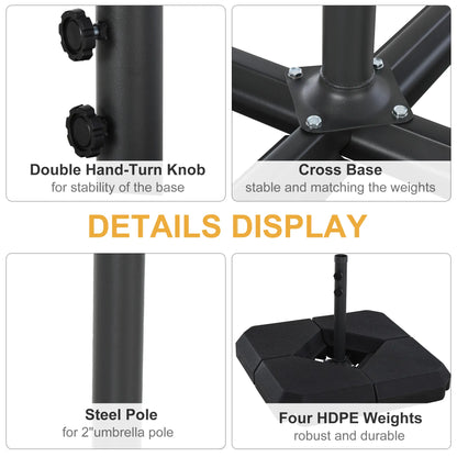 Umbrella Stand, 2" Poles, Steel Base, 4 Fillable Weights, 158lbs Sand or 132lbs Water, Black Umbrella Bases at Gallery Canada