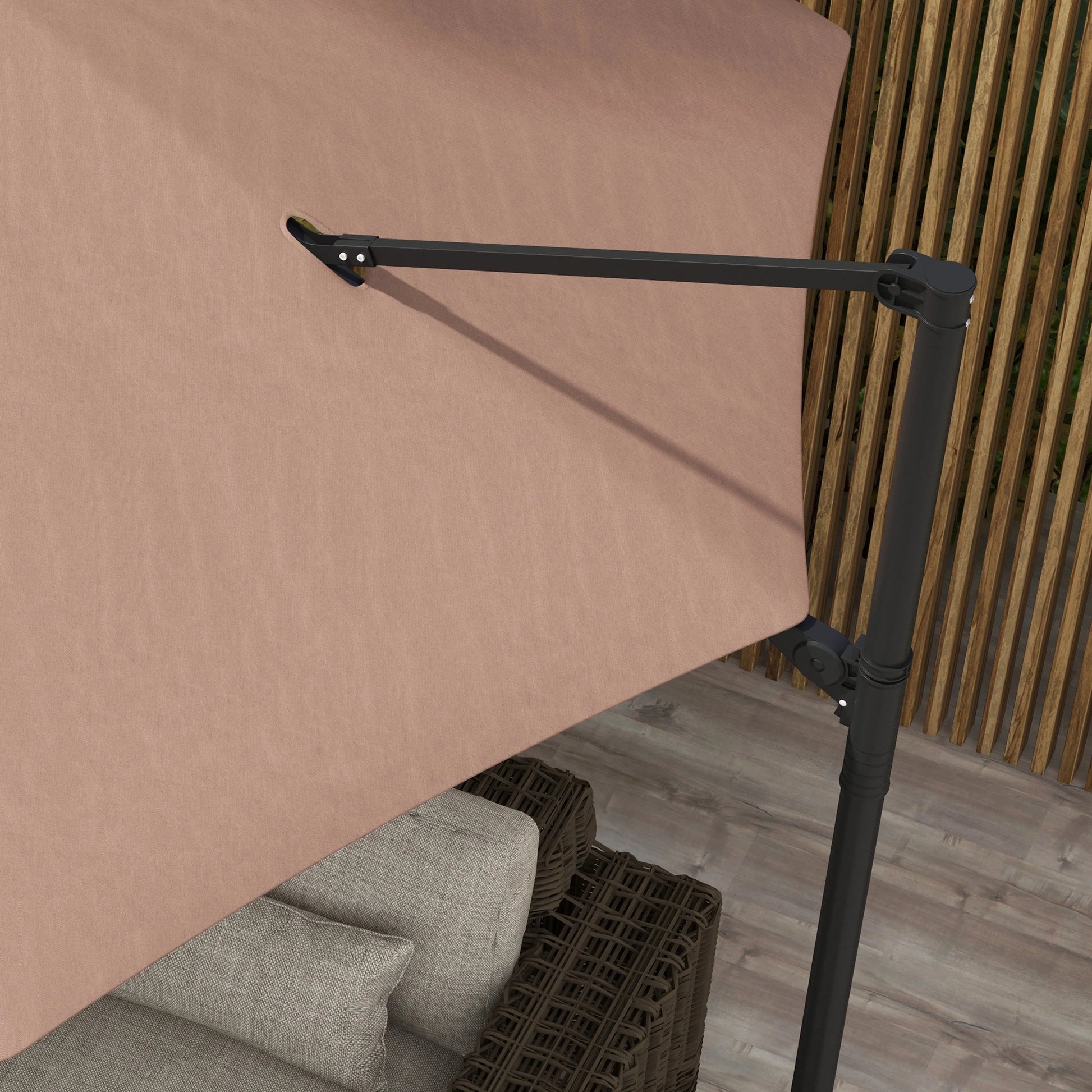 9.5'x8.5' Cantilever Umbrella, Solar LED Lights, 360° Rotation Cantilever Umbrellas at Gallery Canada