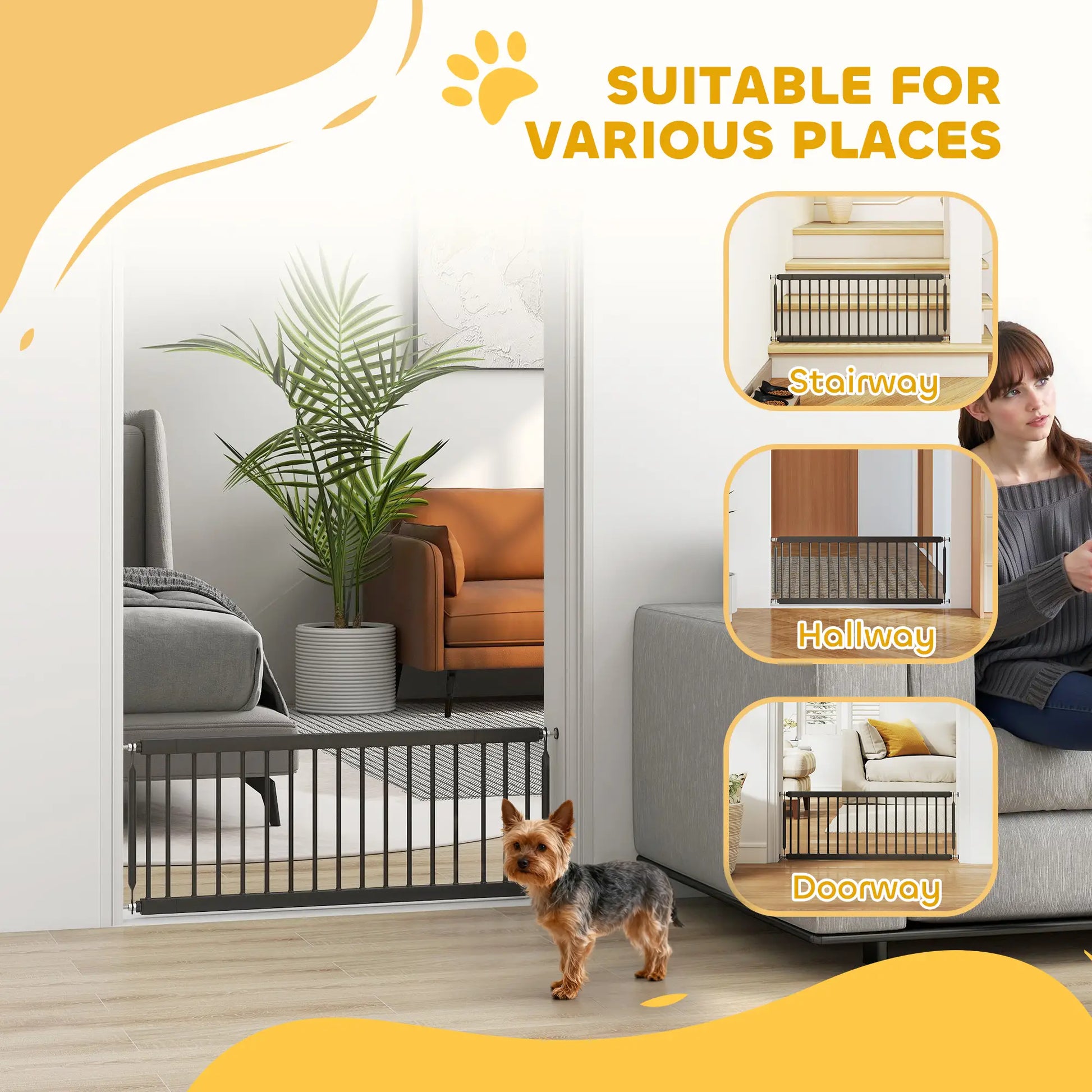 26"-37" Dog Gate, Adjustable Pet Gate, 14" Tall, Black Pet Gates at Gallery Canada