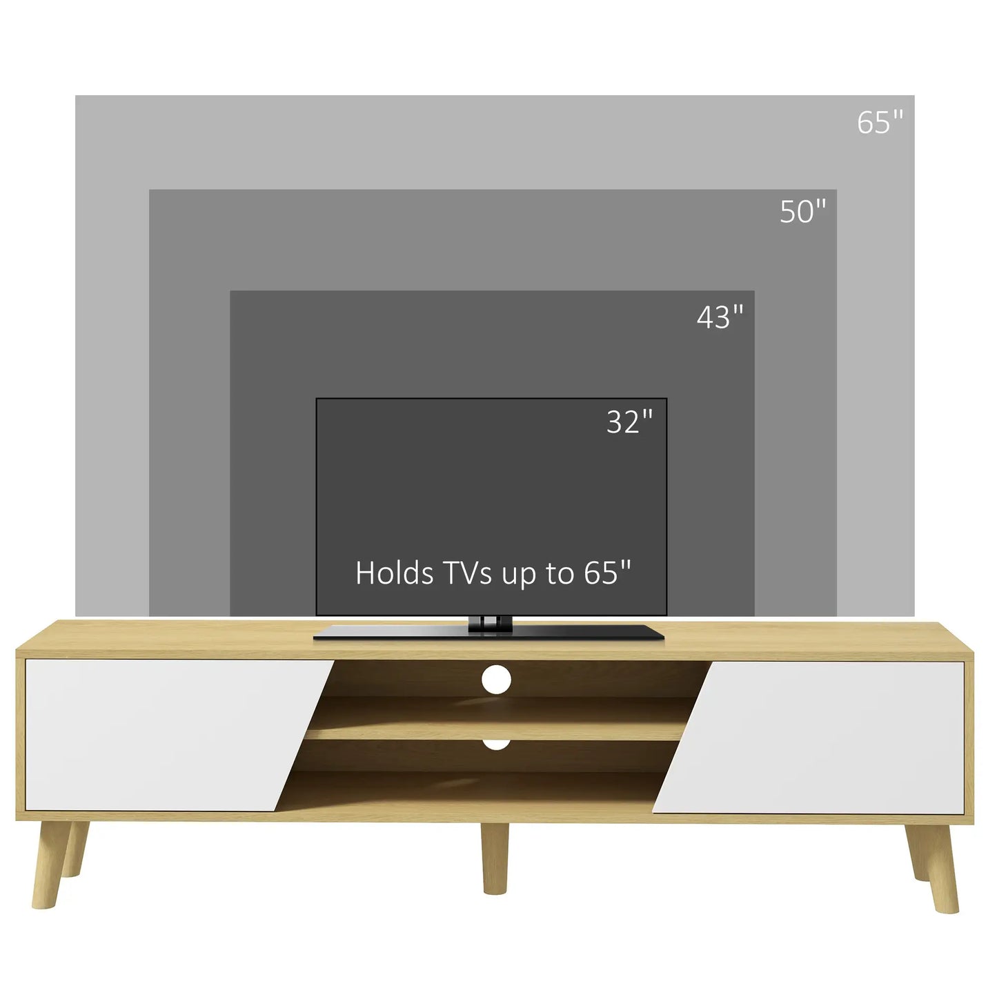 TV Stand for 65 Inch TV, Entertainment Center, Oak White, White TV Stands at Gallery Canada