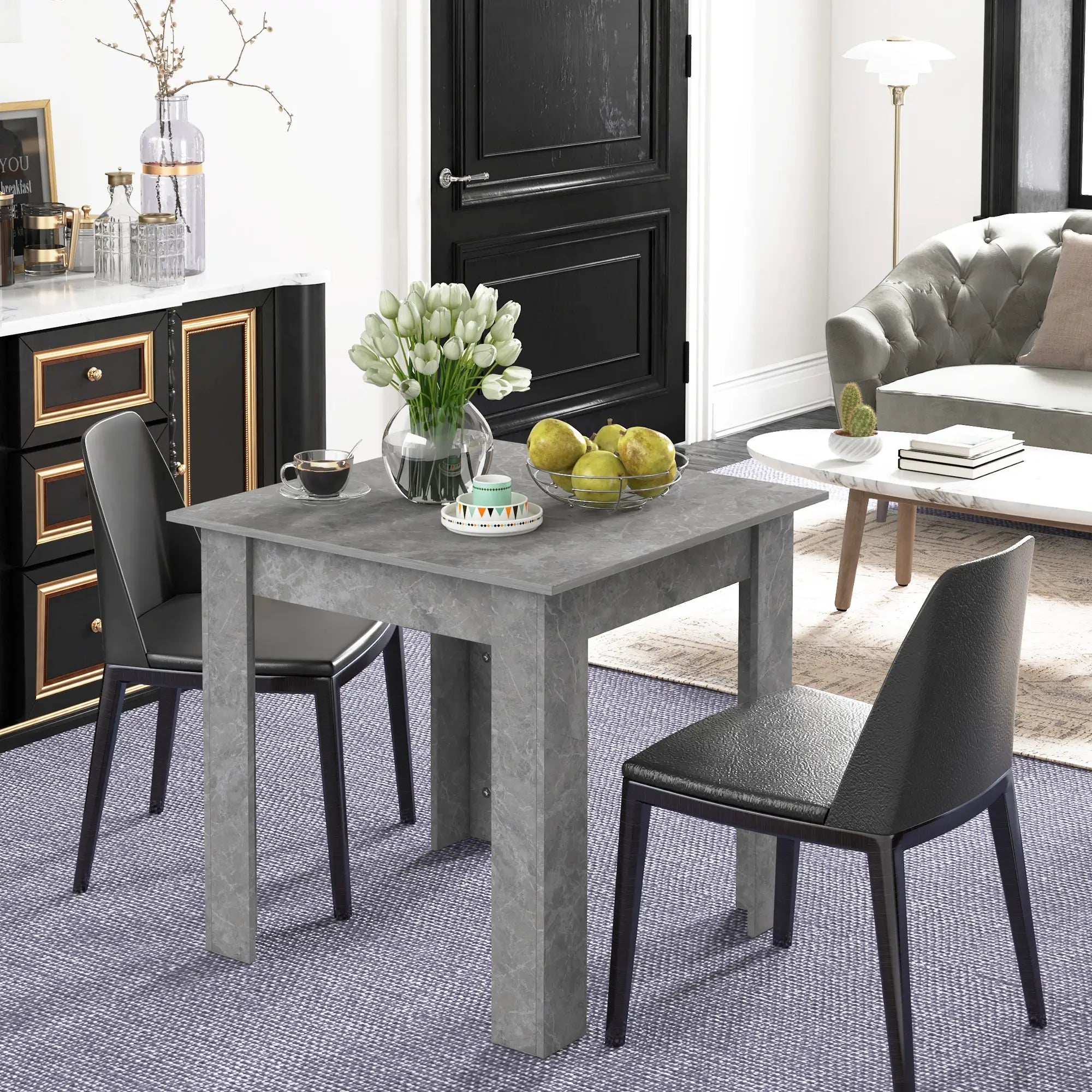 Square Dining Table, Modern Faux Cement Effect, Small Kitchen Table, Cement Grey Dining Tables at Gallery Canada