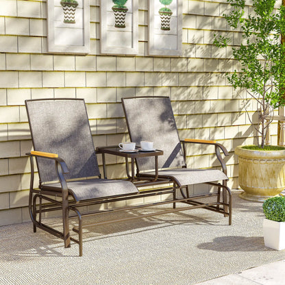 2-Person Glider Bench, Outdoor Mesh Loveseat with Table Outdoor Gliders at Gallery Canada