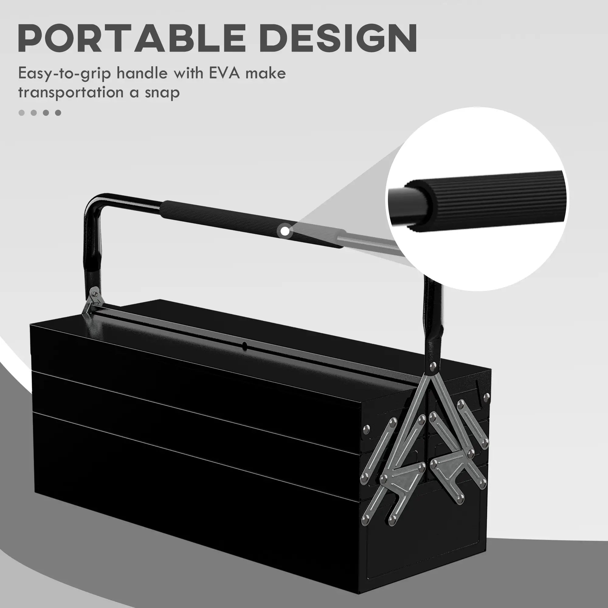 22 Inches Metal Tool Box, 5-Tray Cantilever Steel Chest, Black Tool Organizers at Gallery Canada