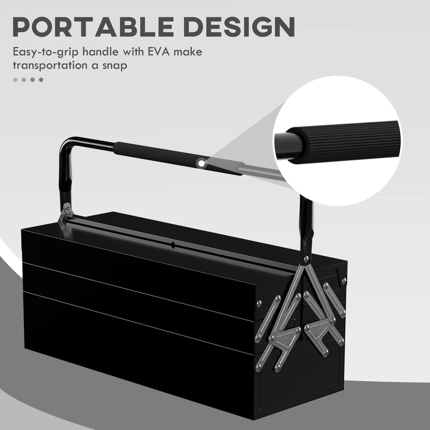 22 Inches Metal Tool Box, 5-Tray Cantilever Steel Chest, Black Tool Organizers at Gallery Canada