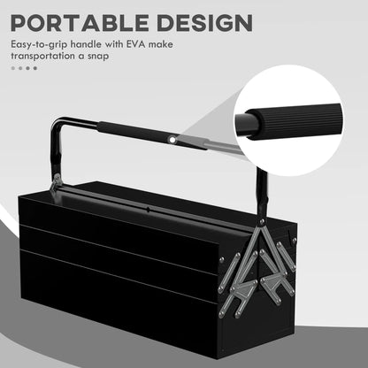 22 Inches Metal Tool Box, 5-Tray Cantilever Steel Chest, Black Tool Organizers at Gallery Canada