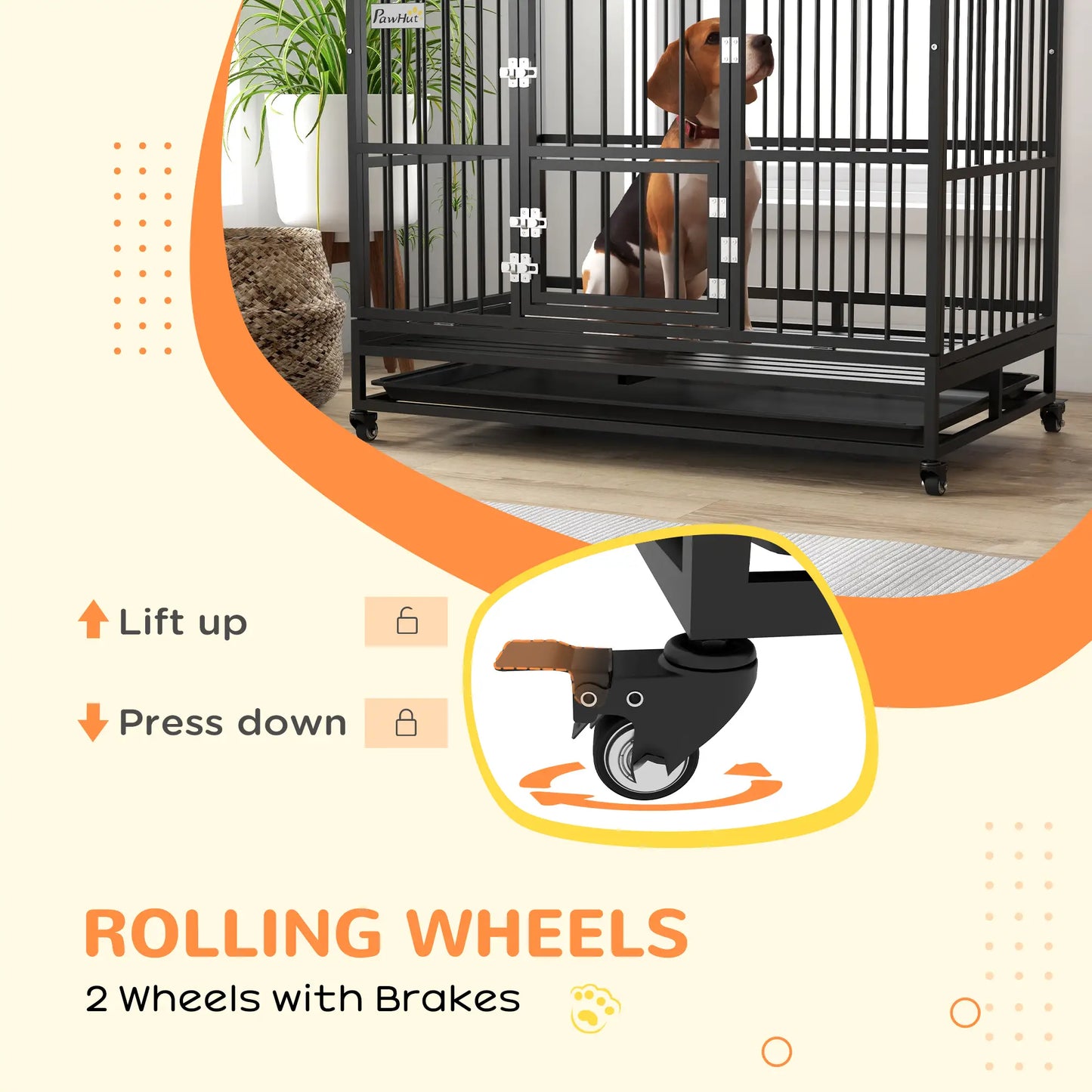 49" Heavy Duty Dog Crate, Removable Tray, Openable Roof, Black Houses, Kennels & Pens at Gallery Canada