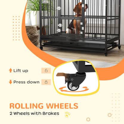 49" Heavy Duty Dog Crate, Removable Tray, Openable Roof, Black Houses, Kennels & Pens at Gallery Canada