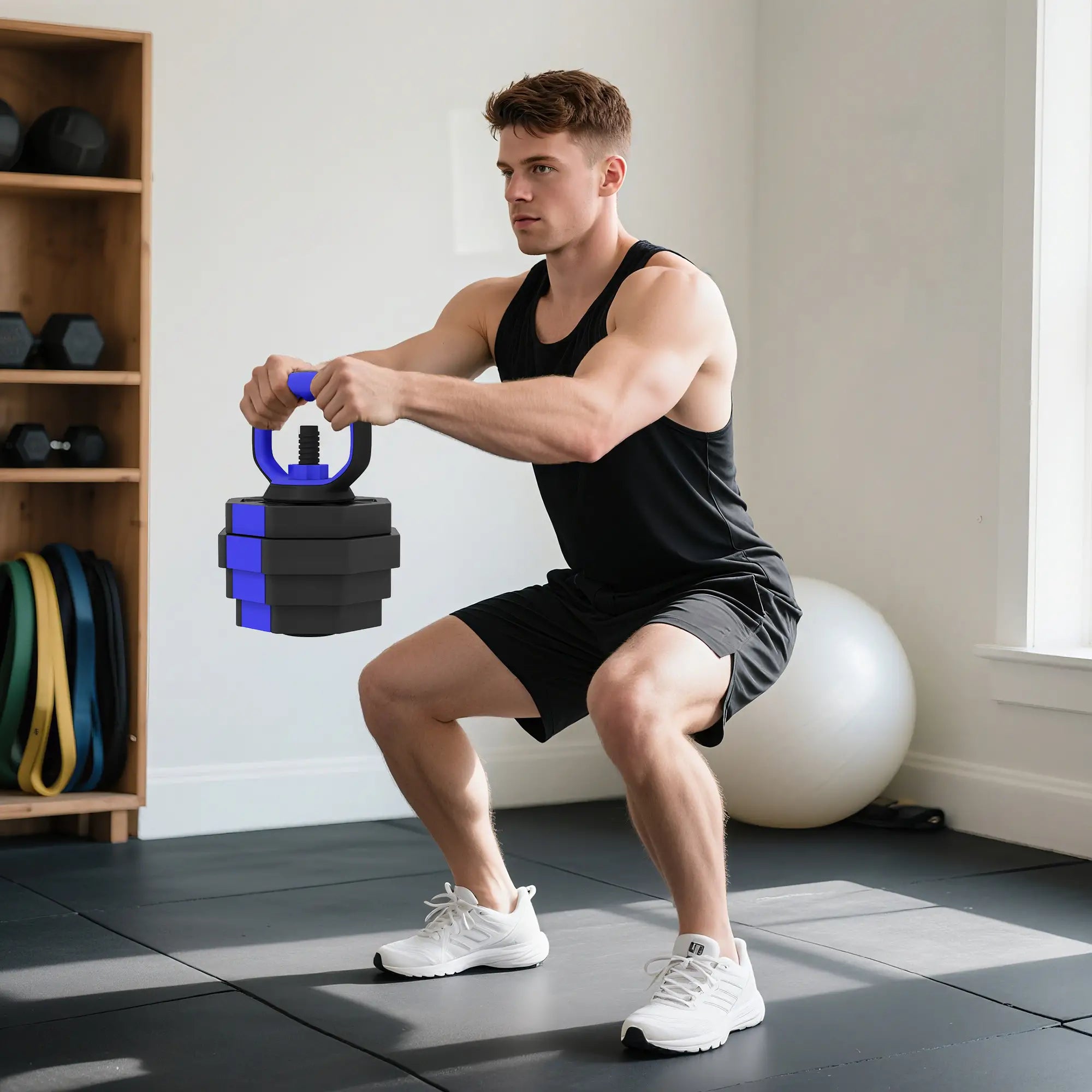 4-in-1 Adjustable Dumbbell Set, Kettlebell, Barbell, Dumbbell, 66lbs, Blue Dumbbells & Barbells at Gallery Canada