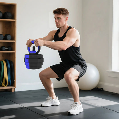 4-in-1 Adjustable Dumbbell Set, Kettlebell, Barbell, Dumbbell, 66lbs, Blue Dumbbells & Barbells at Gallery Canada