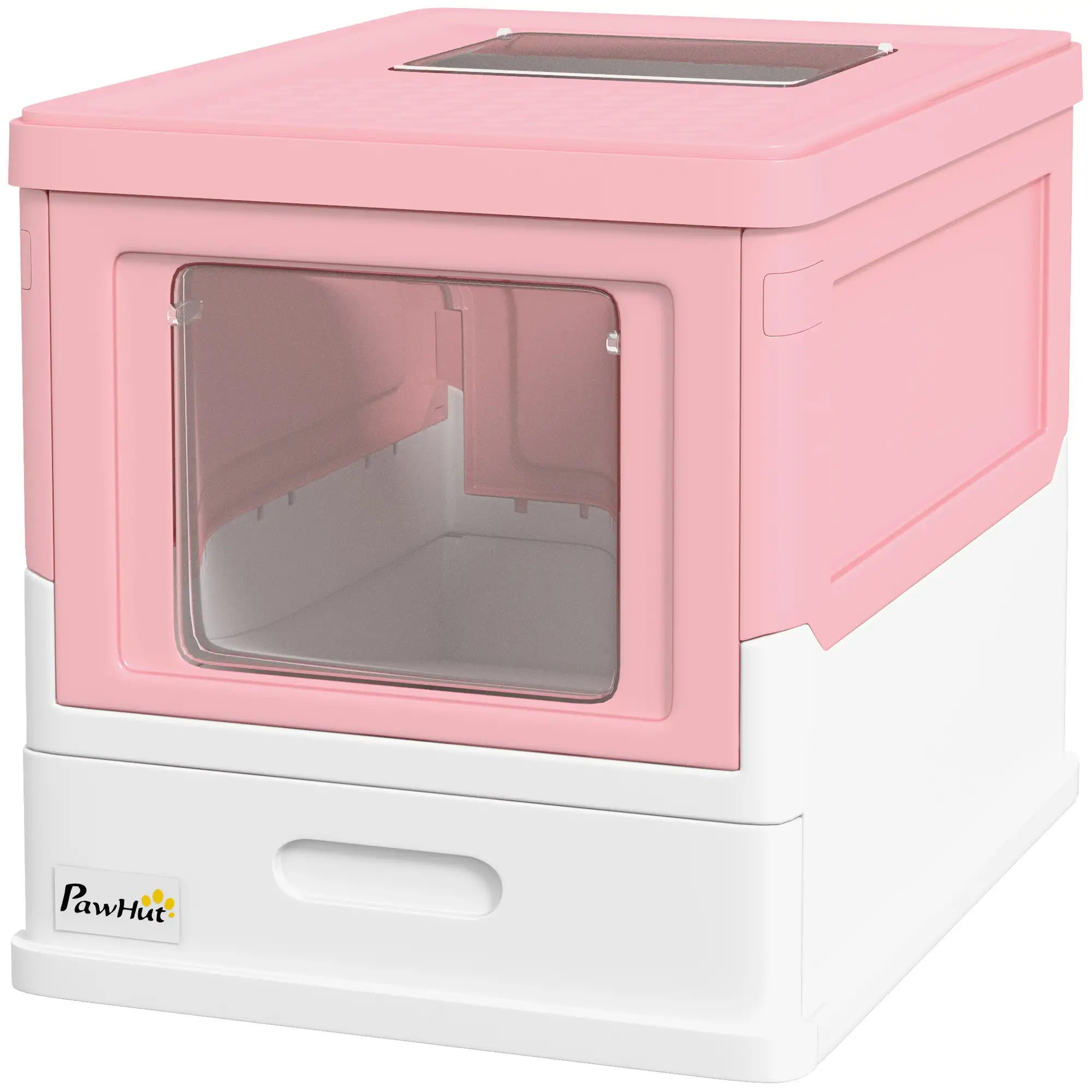 Enclosed Kitty Litter Box, Large, with Scoop, Tray, Pink Cat Litter Box Enclosures Pink and White at Gallery Canada