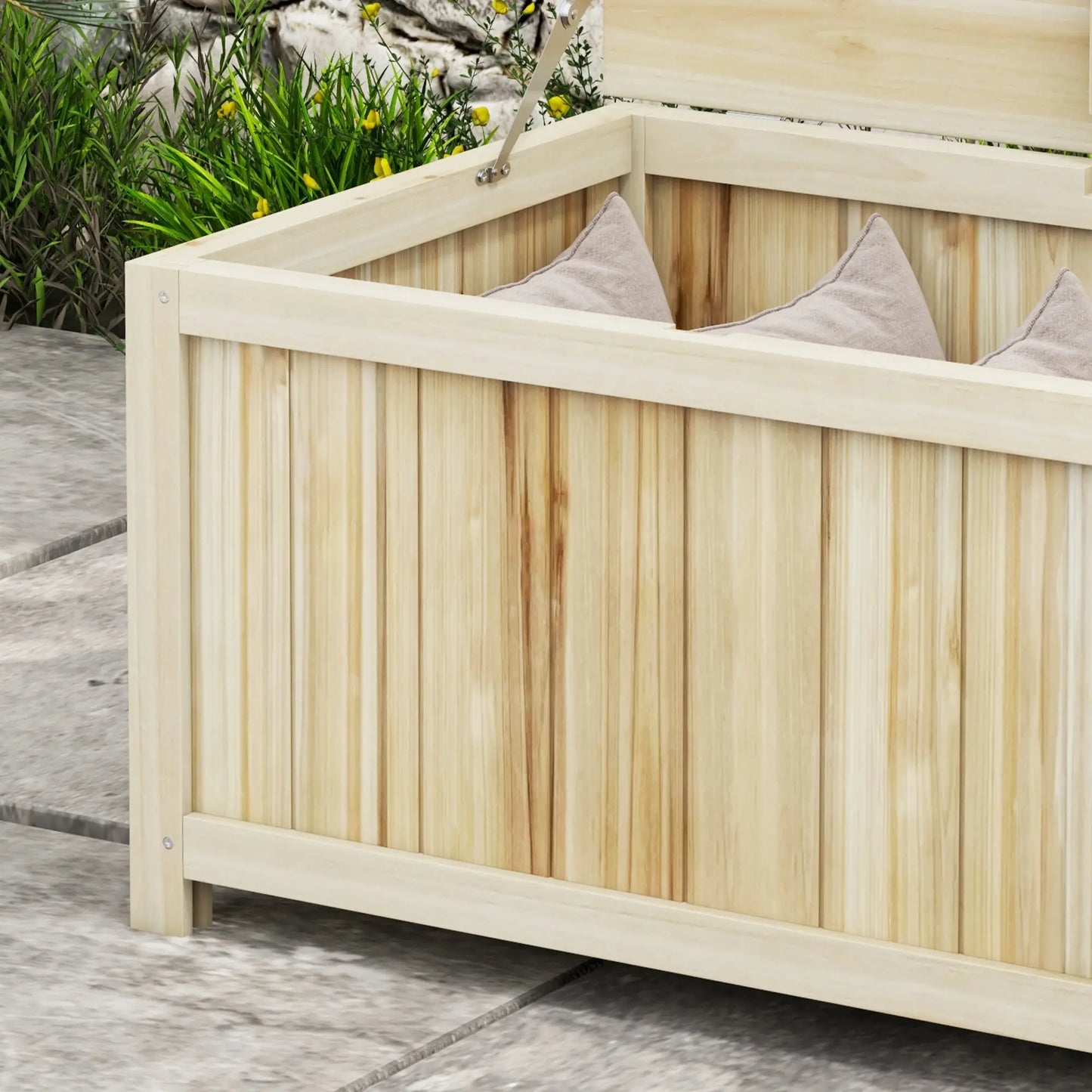 45 Gallon Wooden Storage Box, Patio Deck Box Bench, Natural Patio Storage Boxes at Gallery Canada