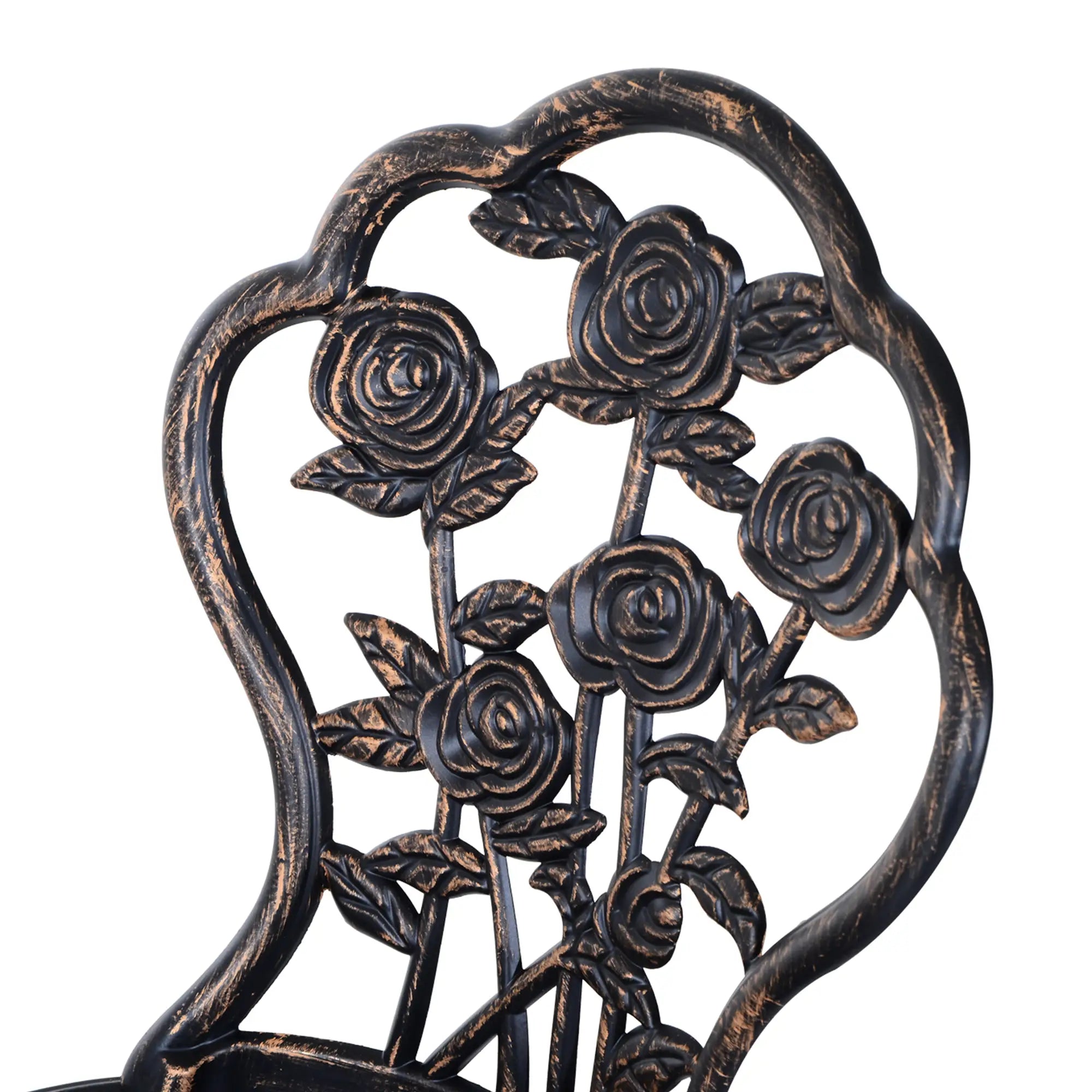 3 Pc Aluminum Bistro Set, Outdoor Patio Table and Chairs, Floral, Bronze Bistro Sets at Gallery Canada