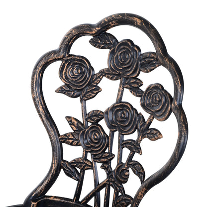 3 Pc Aluminum Bistro Set, Outdoor Patio Table and Chairs, Floral, Bronze Bistro Sets at Gallery Canada