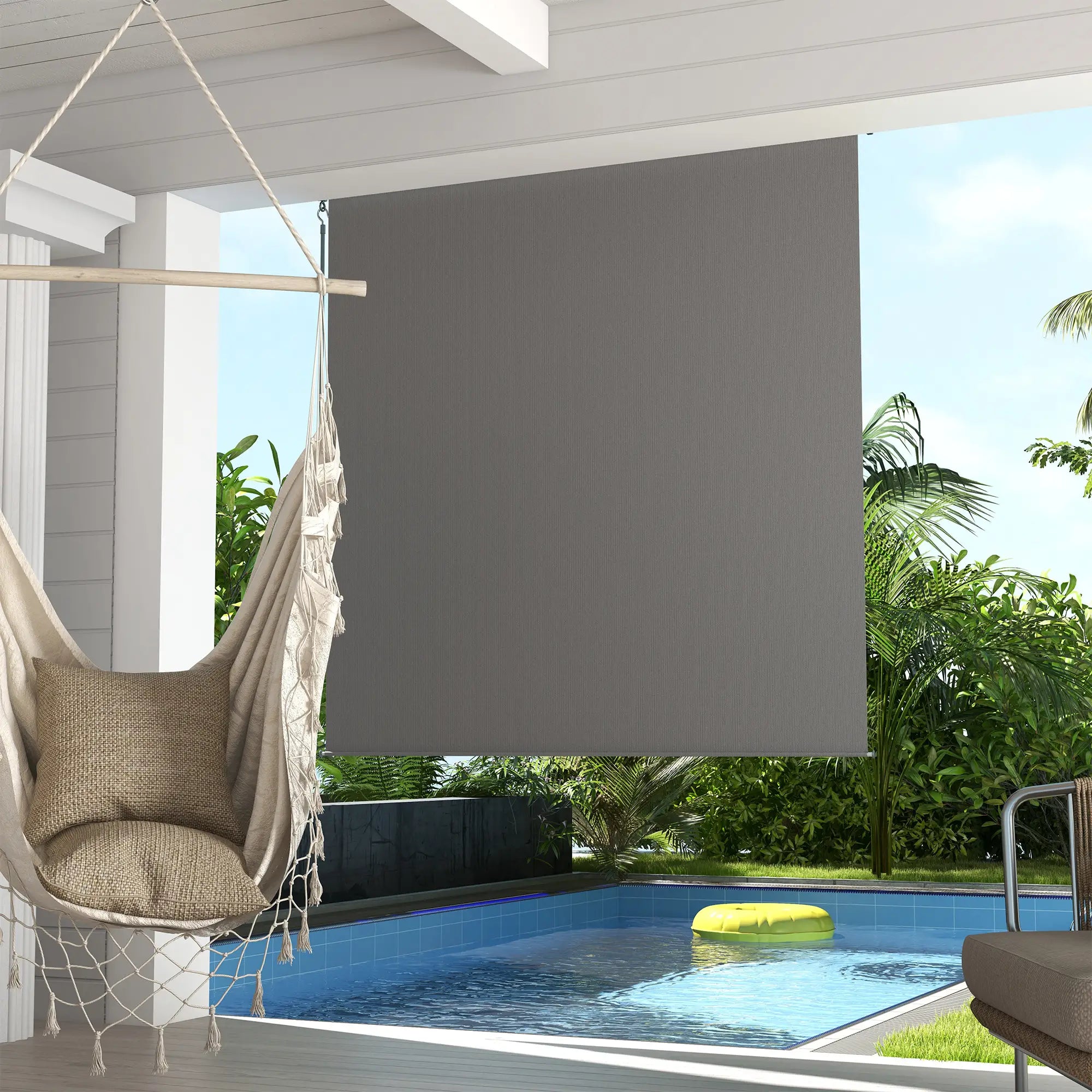 6' x 6' Outdoor Roller Shades, Cordless Porch Blinds, Light Grey Side Awnings at Gallery Canada