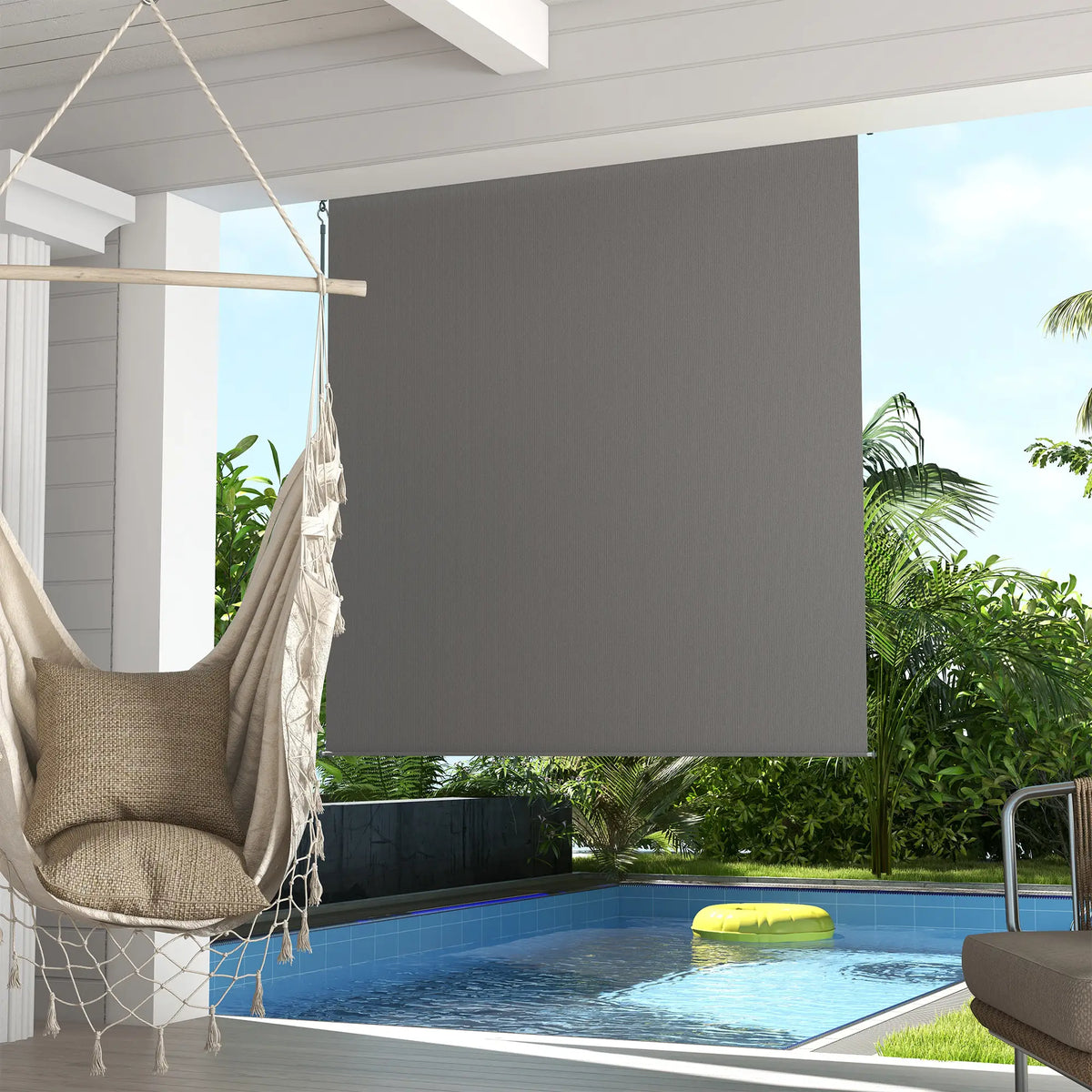 6' x 6' Outdoor Roller Shades, Cordless Porch Blinds, Light Grey Side Awnings at Gallery Canada