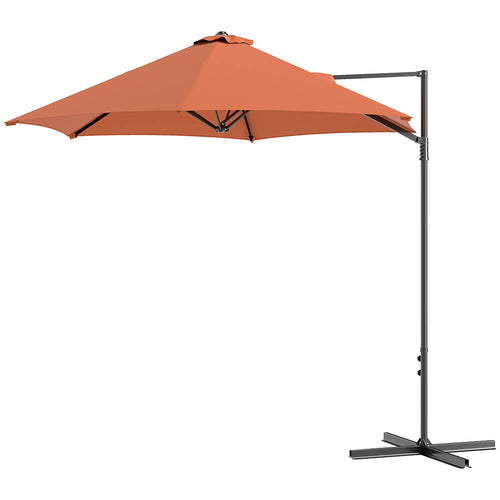 8.5FT Offset Patio Umbrella, 360° Rotation, Orange