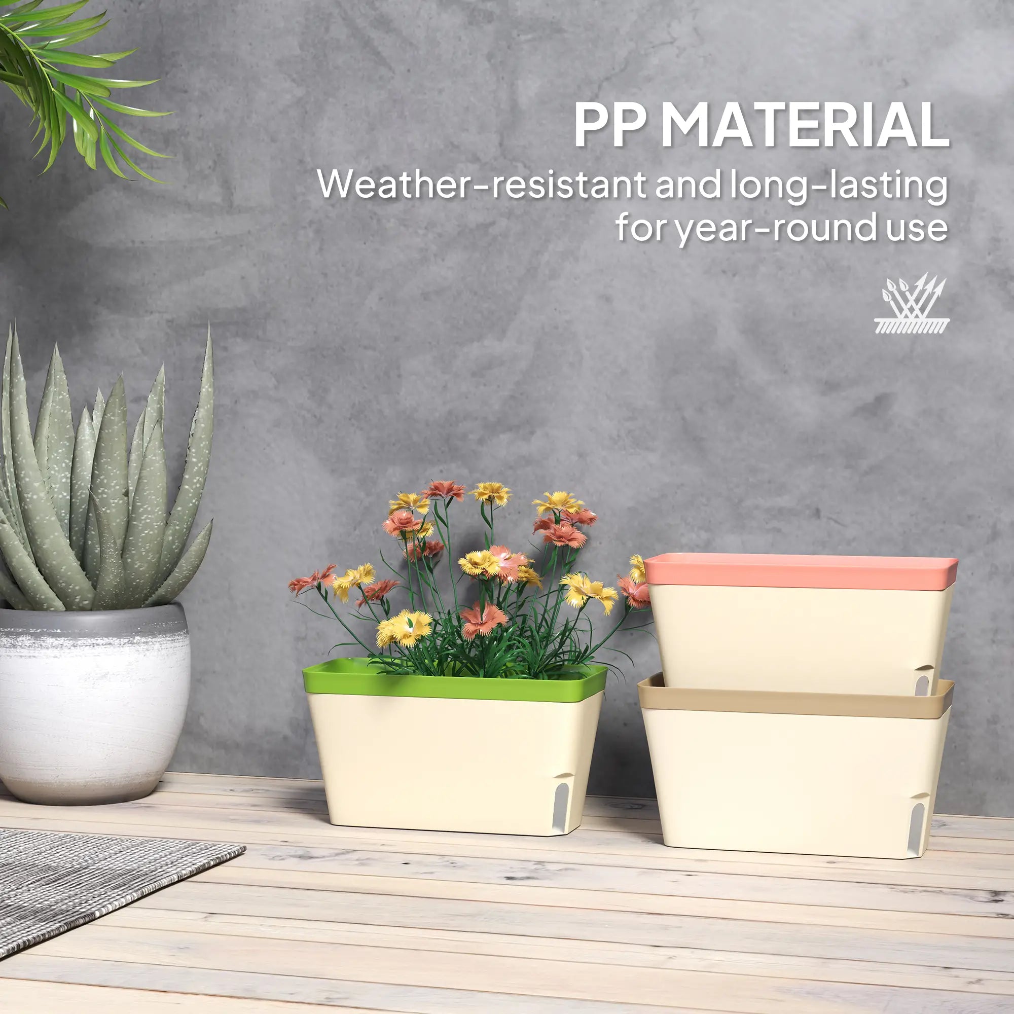 Self Watering Flower Pots, 10.5 Inch Planter Box With Water Level Indicator Garden Accessories at Gallery Canada