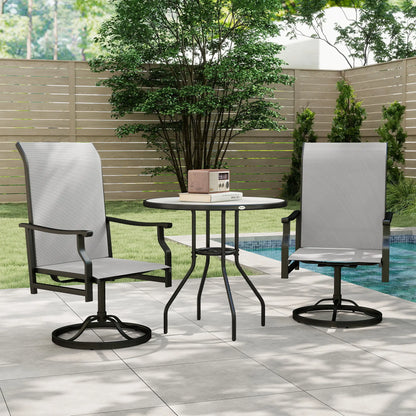 Swivel Rocker Outdoor Chair Set, 2 High Back Chairs, Light Grey Bistro Sets at Gallery Canada