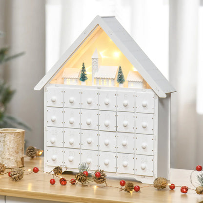 Christmas Advent Calendar, Light Up Wooden House, Countdown Drawer, White Christmas Advent Calendars at Gallery Canada