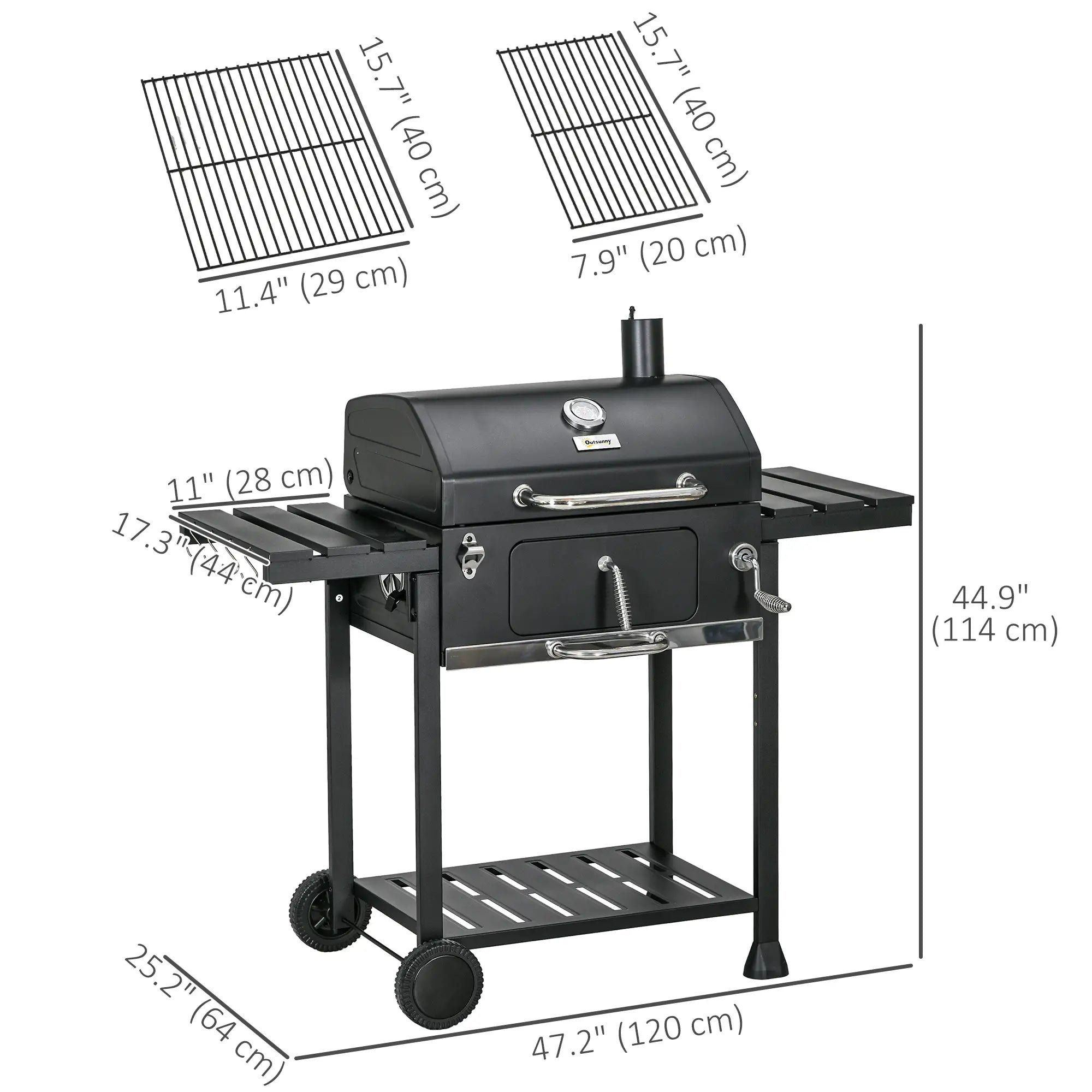 Charcoal BBQ Grill Smoker With Adjustable Pan, Galvanised Steel Shell Charcoal BBQ Grils at Gallery Canada