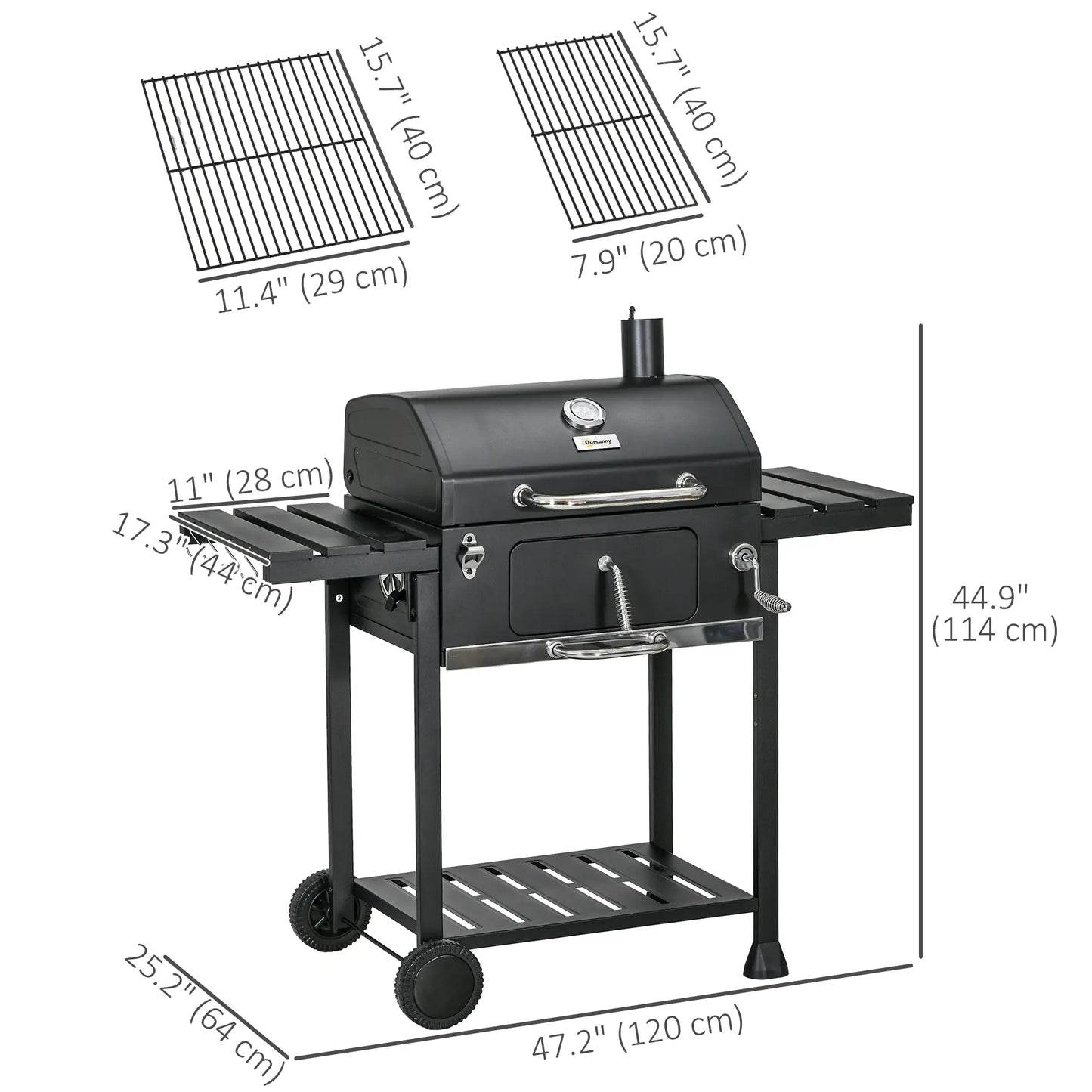 Charcoal BBQ Grill Smoker With Adjustable Pan, Galvanised Steel Shell Charcoal BBQ Grils at Gallery Canada