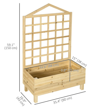 Distressed Wood Planter Box with Trellis, Raised Garden Bed, Natural Wooden Planter Boxes at Gallery Canada