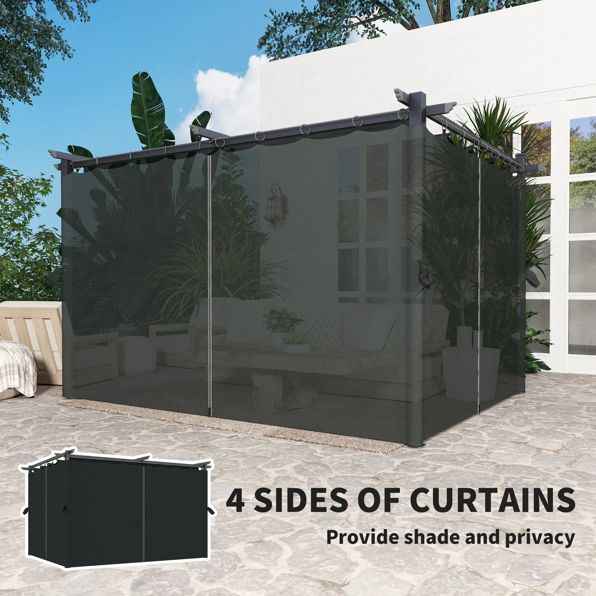 10' x 13' Pergola, Retractable Canopy, UPF30+ Sun Shade, Garden, Backyard Pergolas at Gallery Canada